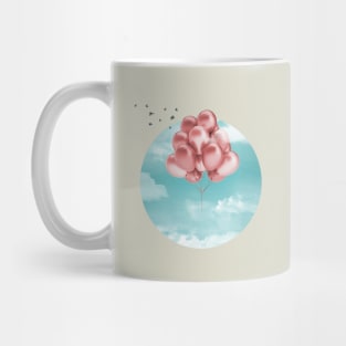 Red Balloons Teal Sky Mug